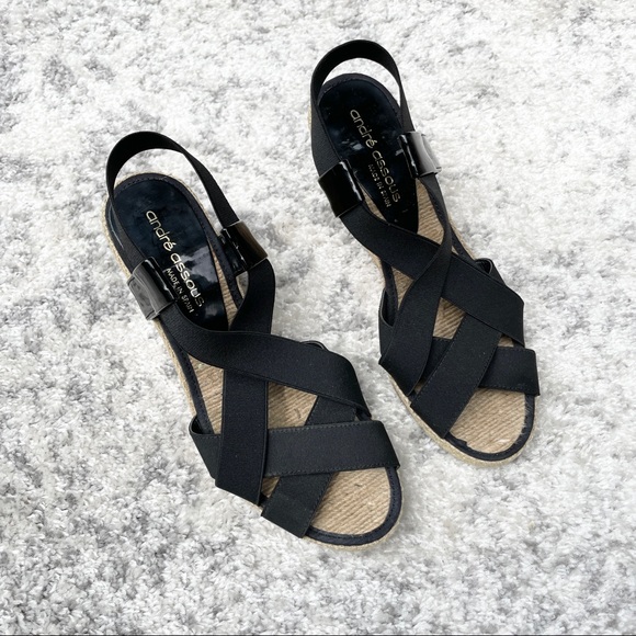 Andre Assous Elastic Wedge Espadrille shoes - Picture 2 of 6